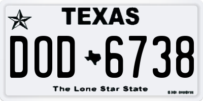 TX license plate DOD6738