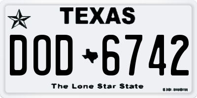 TX license plate DOD6742