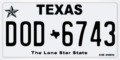 TX license plate DOD6743