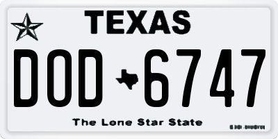 TX license plate DOD6747