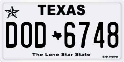 TX license plate DOD6748