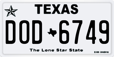 TX license plate DOD6749