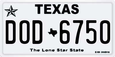 TX license plate DOD6750