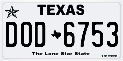 TX license plate DOD6753