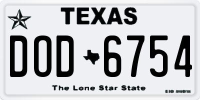 TX license plate DOD6754