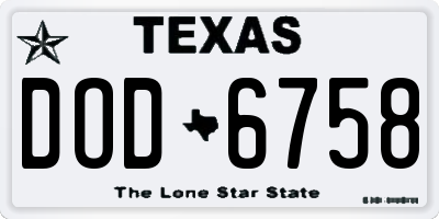 TX license plate DOD6758