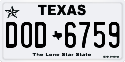 TX license plate DOD6759