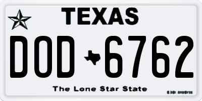 TX license plate DOD6762