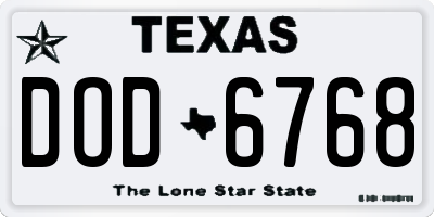 TX license plate DOD6768