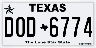 TX license plate DOD6774