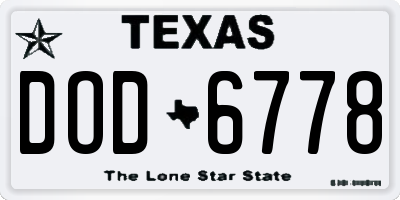 TX license plate DOD6778