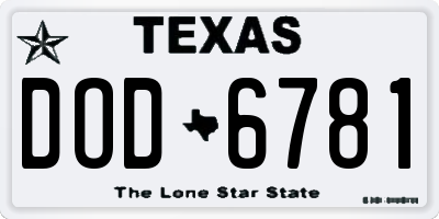 TX license plate DOD6781