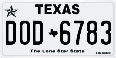 TX license plate DOD6783