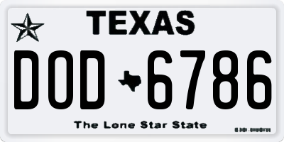 TX license plate DOD6786