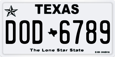TX license plate DOD6789