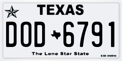 TX license plate DOD6791
