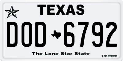TX license plate DOD6792