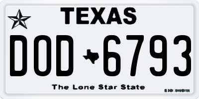 TX license plate DOD6793