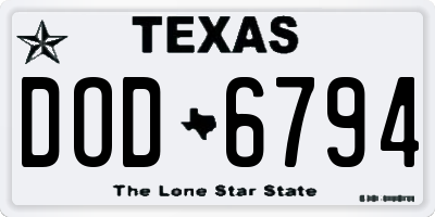TX license plate DOD6794