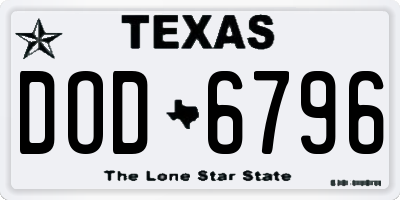 TX license plate DOD6796
