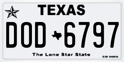 TX license plate DOD6797