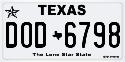 TX license plate DOD6798