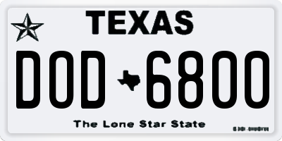 TX license plate DOD6800