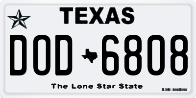 TX license plate DOD6808