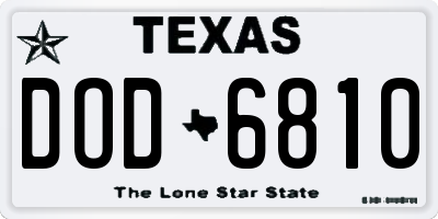 TX license plate DOD6810