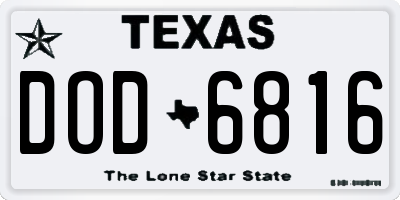 TX license plate DOD6816