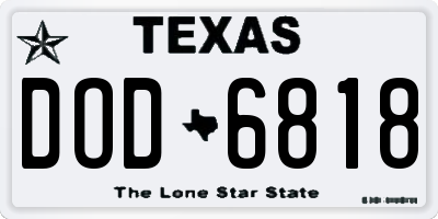 TX license plate DOD6818
