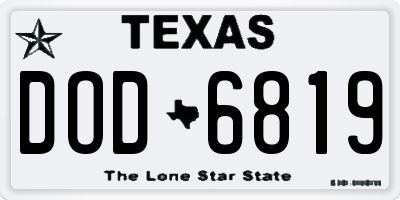 TX license plate DOD6819