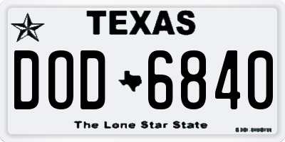 TX license plate DOD6840