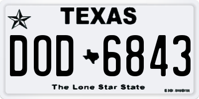 TX license plate DOD6843