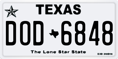 TX license plate DOD6848
