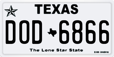 TX license plate DOD6866
