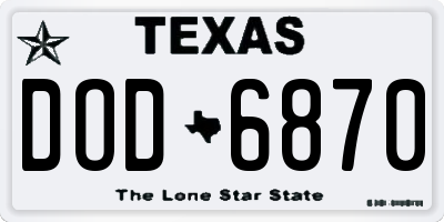 TX license plate DOD6870