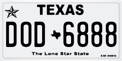 TX license plate DOD6888