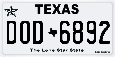 TX license plate DOD6892