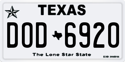 TX license plate DOD6920