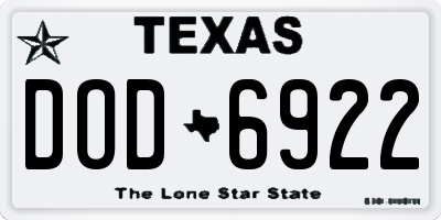 TX license plate DOD6922