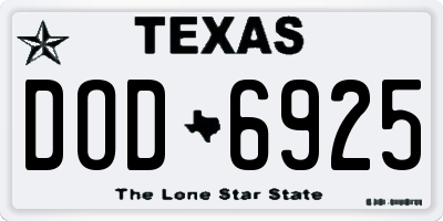 TX license plate DOD6925