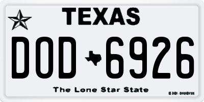TX license plate DOD6926