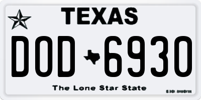 TX license plate DOD6930
