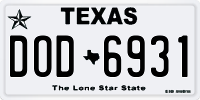 TX license plate DOD6931