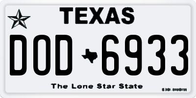TX license plate DOD6933