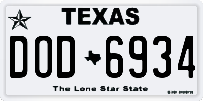 TX license plate DOD6934