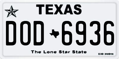 TX license plate DOD6936