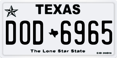 TX license plate DOD6965