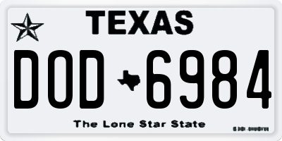 TX license plate DOD6984